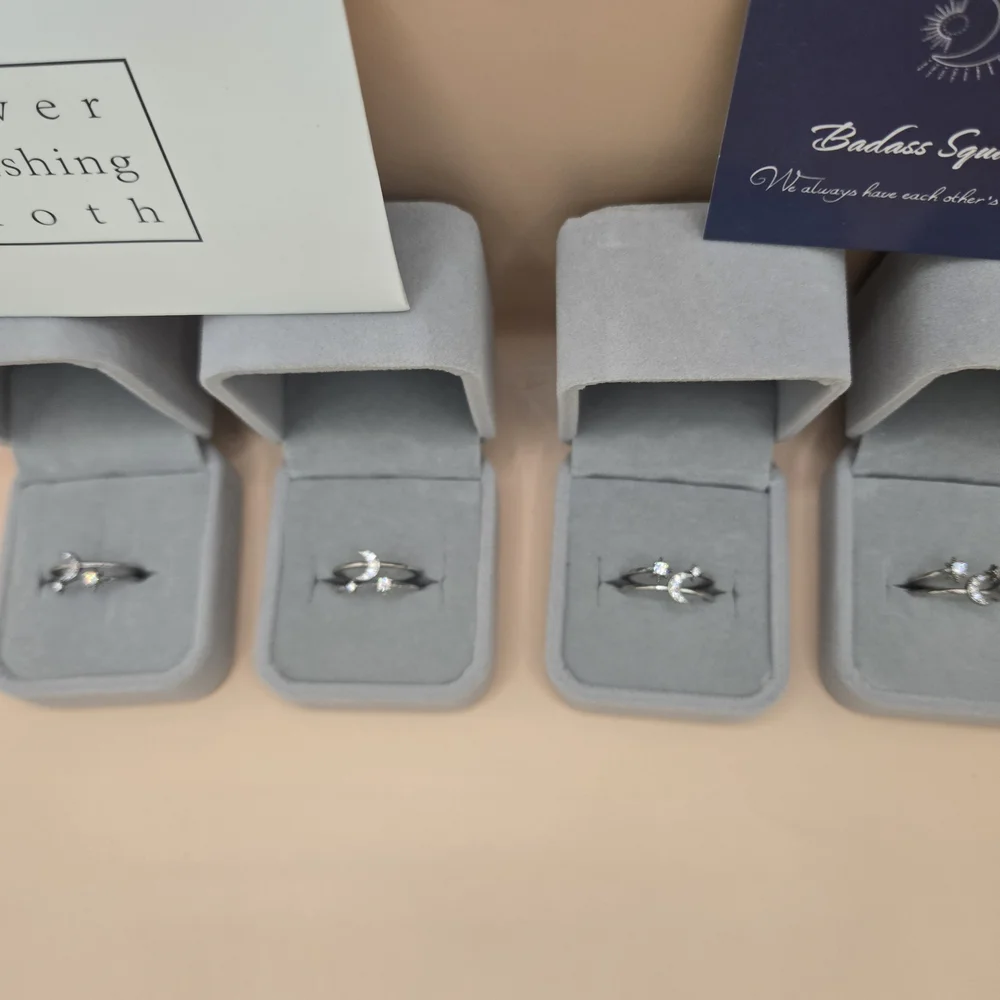 Badass Squad Sterling Silver Rings Set Moon Sun Star Price For 2 $17 - Picture 3 of 5